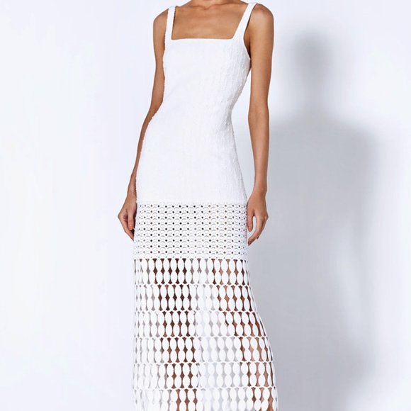 NWT $595 ALEXIS  South Scalloped Lace Knit Midi Dress - Green -  Size S - Picture 4 of 14